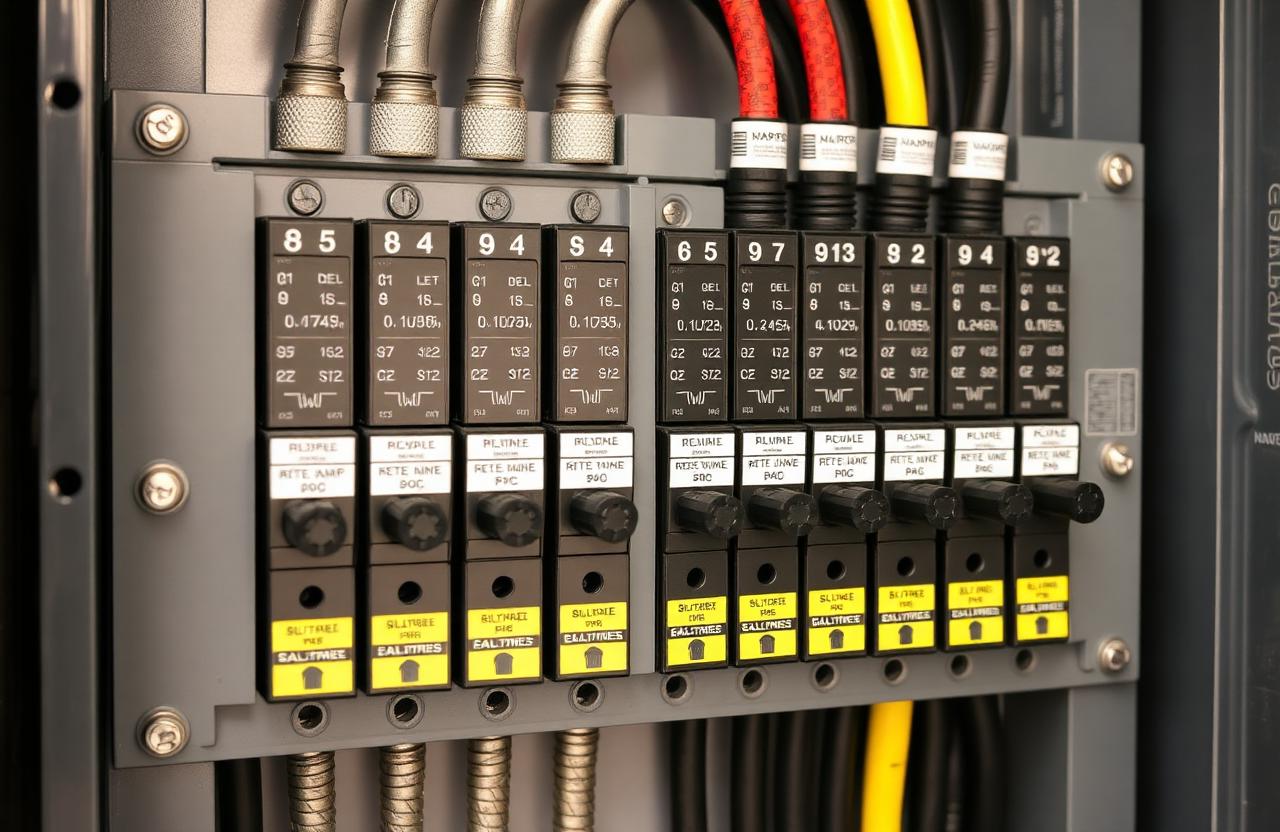 Newly installed 200-amp electrical panel with labeled breakers after a Bright Force Electric upgrade.